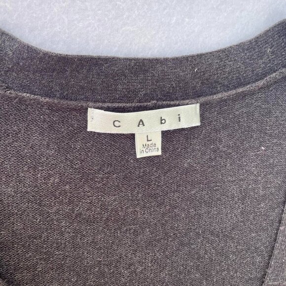 CAbi Colorblock Mod Charcoal Gray Pink Orange Argyle Striped Cardigan Size L - Picture 3 of 6